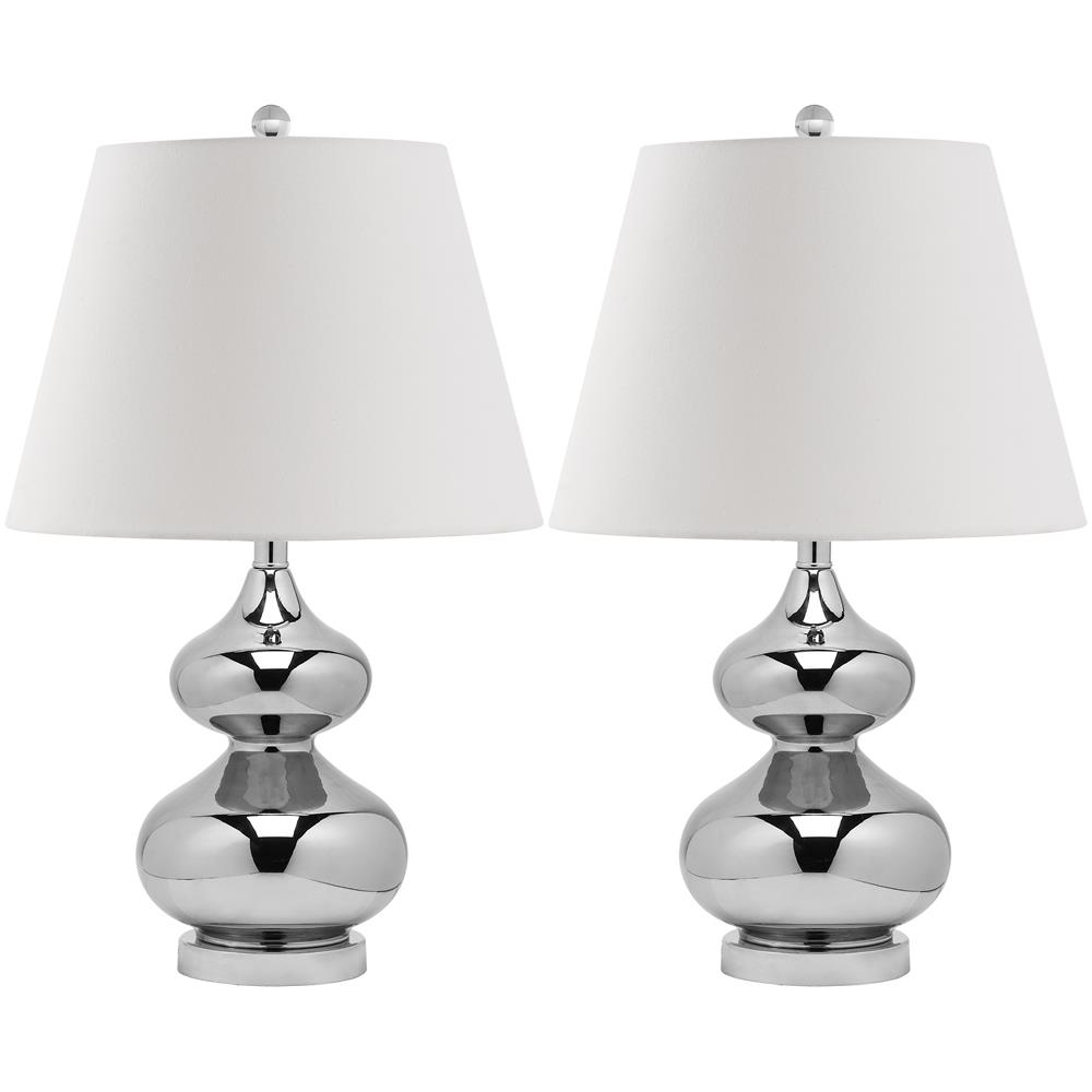 Safavieh LIT4086M EVA DOUBLE GOURD GLASS (SET OF 2) SILVER BASE AND NECK TABLE LAMP